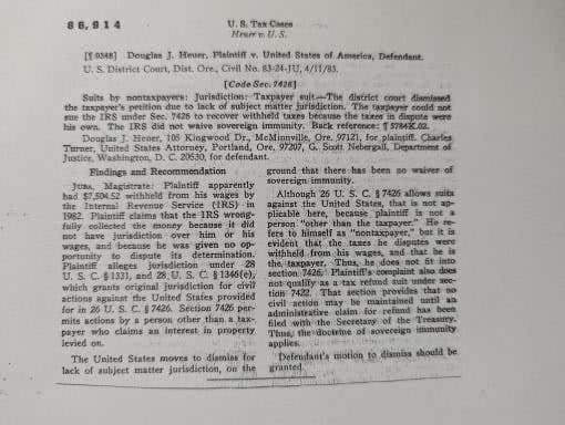 Wage earners are direct taxpayers ~~ Heuer v. US